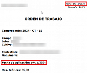 App Cultivos: diferenciar entre la fecha de carga de la OT y la fecha de aplicación